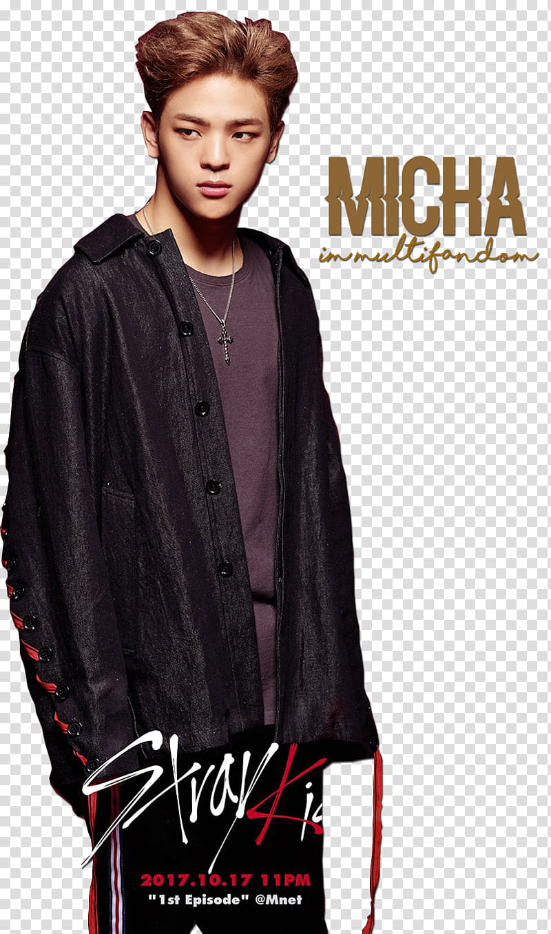 Stray Kids Ver MIXTAPE, man wearing black jacket with maroon crew-neck shirt transparent background PNG clipart