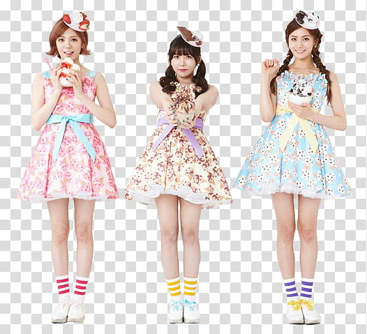 ORANGE CARAMEL WITH  S ABING ABING, three women holding bowl of ice cream transparent background PNG clipart