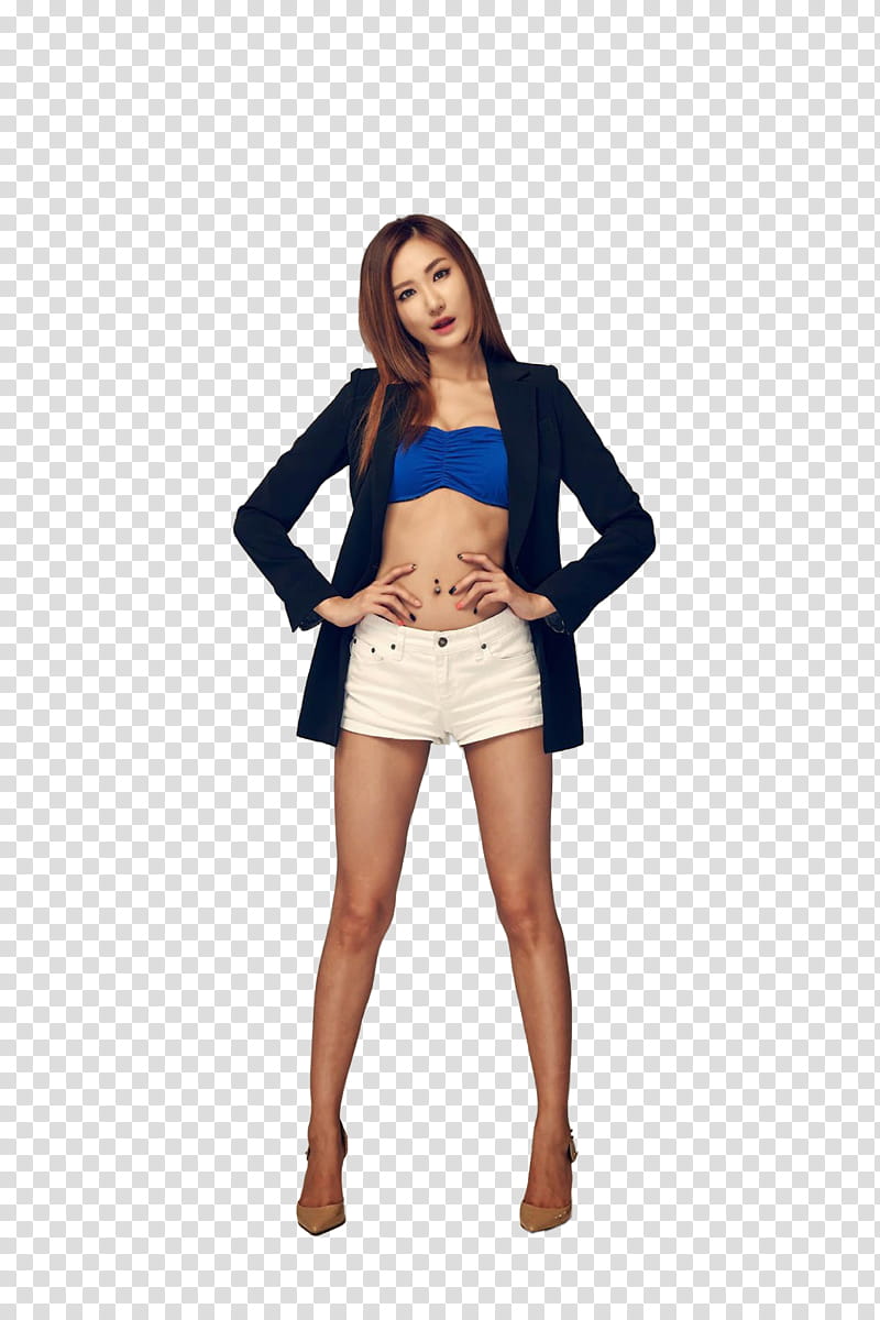 EXID, standing woman wearing blue blazer transparent background PNG clipart