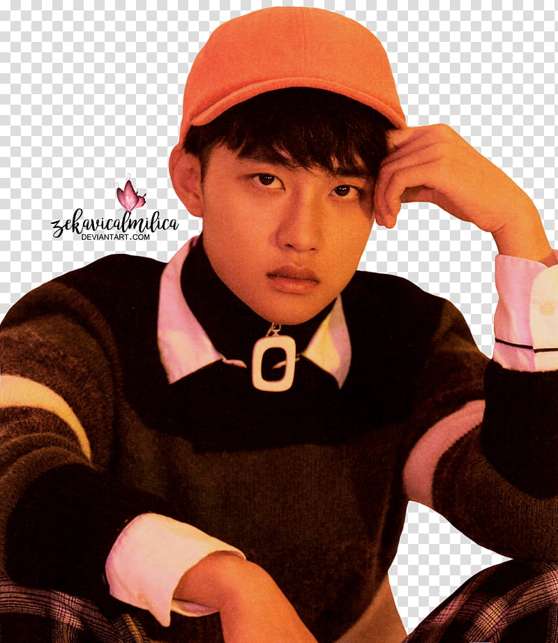 EXO D O  Season Greetings, man wearing orange cap transparent background PNG clipart