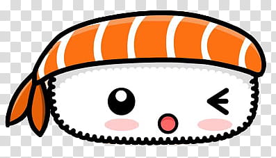 Comida Kawaii en zip, fish sushi with face illustration transparent background PNG clipart