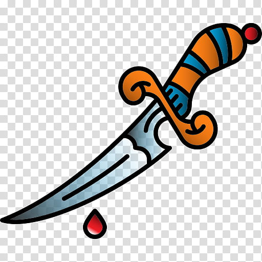 Silhouette tattoo saber knife on a white Vector Image