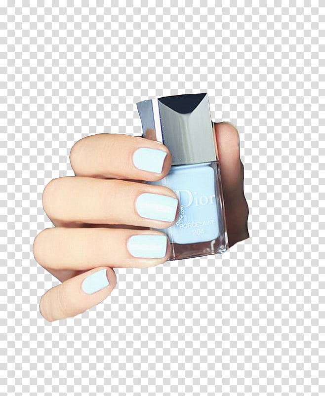 Hand, teal Dior nail polish bottle transparent background PNG clipart