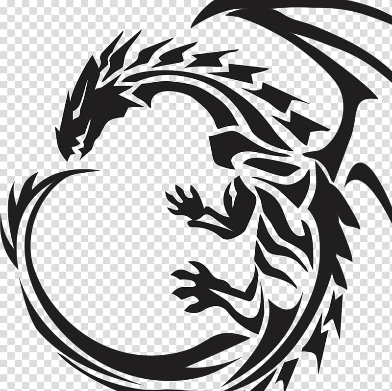 Chinese Dragon, Stencil, Drawing, Painting, Tattoo, Coloring Book, Temporary Tattoo, Blackandwhite transparent background PNG clipart