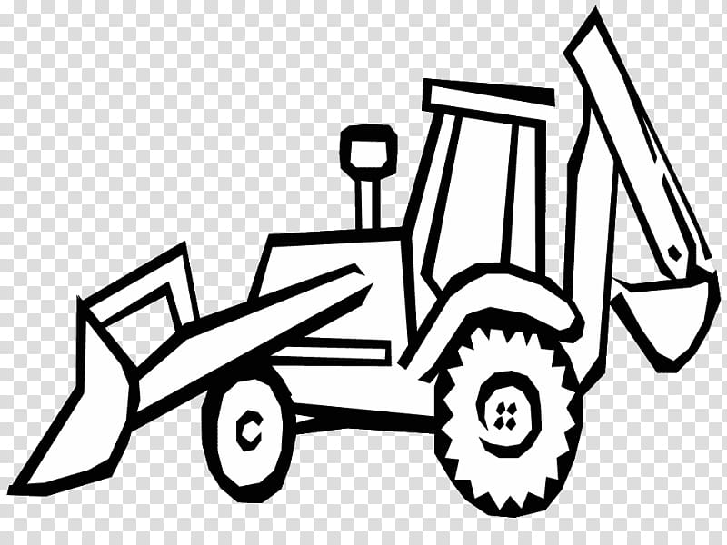 Book Black And White, Coloring Book, Drawing, Excavator, Construction, Heavy Machinery, Bulldozer, Loader transparent background PNG clipart