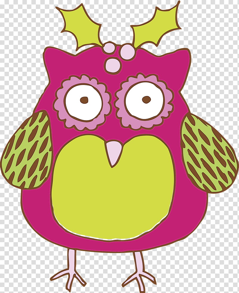 owl bird pink cartoon bird of prey, Christmas Owl, Cartoon Owl, Christmas Animal, Watercolor, Paint, Wet Ink transparent background PNG clipart