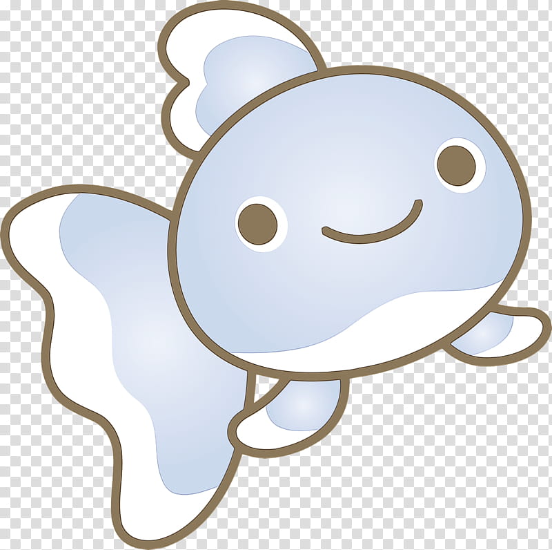 white cartoon smile, Baby Goldfish, Watercolor, Paint, Wet Ink transparent background PNG clipart