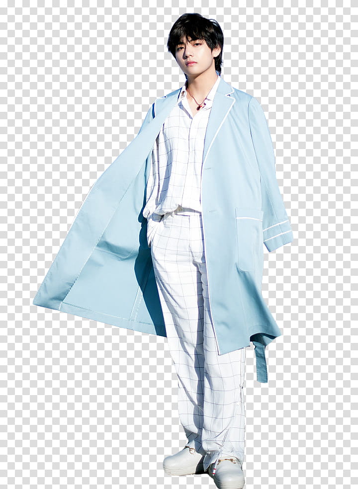 V BTS, man wearing blue nursing scrub transparent background PNG clipart