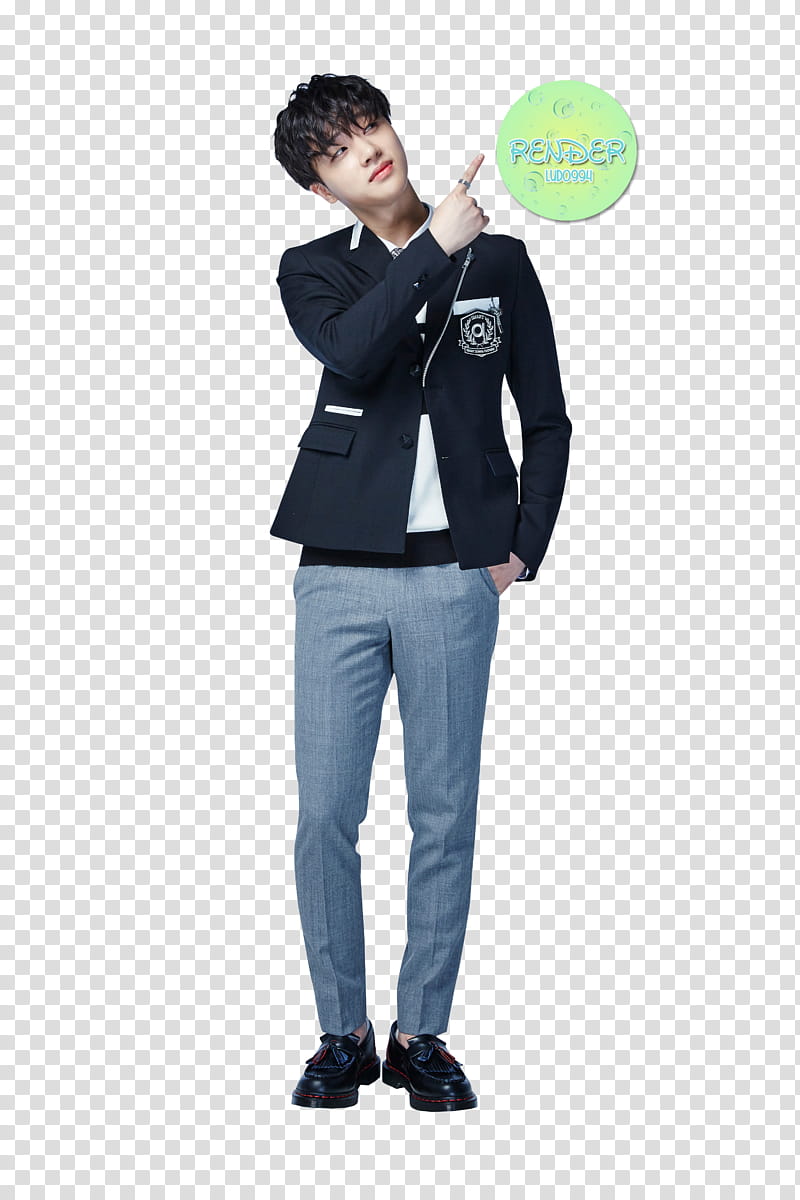man wearing black and white suit standing and glancing right side transparent background PNG clipart