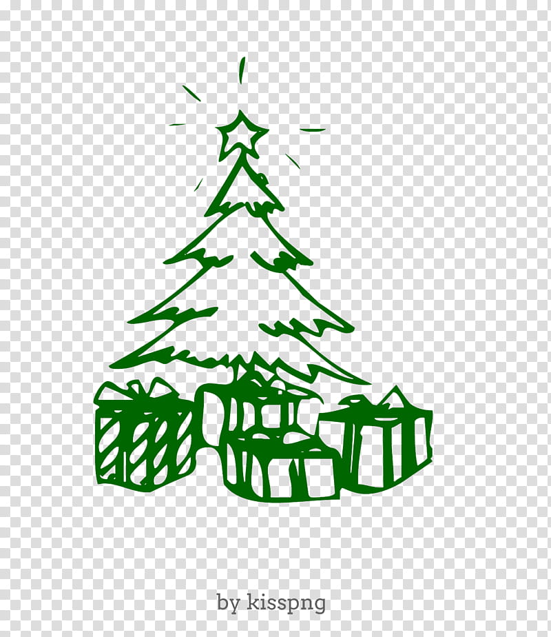 Christmas Tree Line Drawing, Santa Claus, Fir, Christmas Day, Gift, Christmas Ornament, Coloring Book, Christmas Gift transparent background PNG clipart