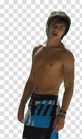man wearing blue, black, and white boardshorts transparent background PNG clipart