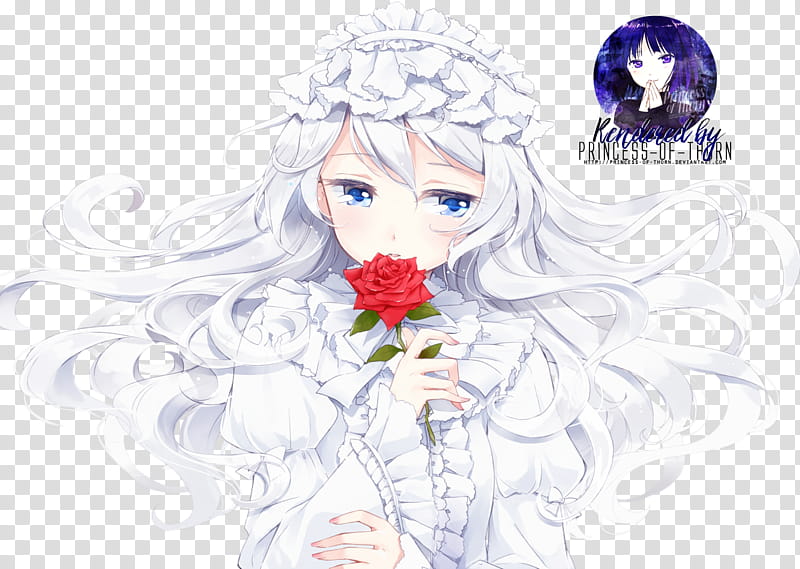 Snow Princess Render, white-haired girl anime character transparent background PNG clipart
