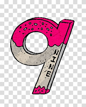 Number, grey and pink nine donut illustratio transparent background PNG clipart