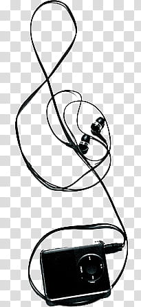 , black earphones with MP player art transparent background PNG clipart