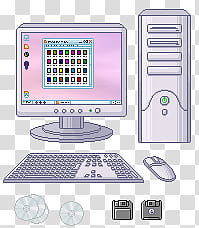 Grunge Devices s, gray computer set-up transparent background PNG clipart