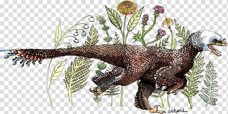 Velociraptor And Some Flowers transparent background PNG clipart