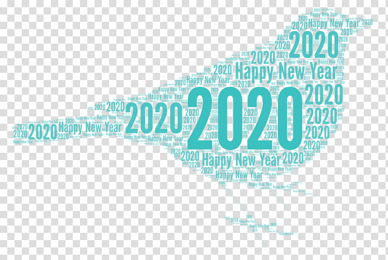 Happy New Year 2020 Text, Logo, Brand, Desktop , Trademark, Blue, Line, Computer transparent background PNG clipart