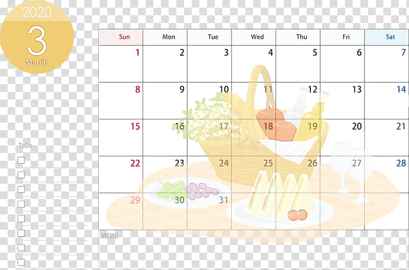 text yellow line diagram font, March 2020 Calendar, March 2020 Printable Calendar, Watercolor, Paint, Wet Ink transparent background PNG clipart