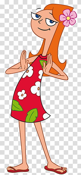 Candace Flynn in red floral dress transparent background PNG clipart