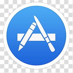 Mac OS X Mavericks icons, App Store, round white and blue A logo transparent background PNG clipart
