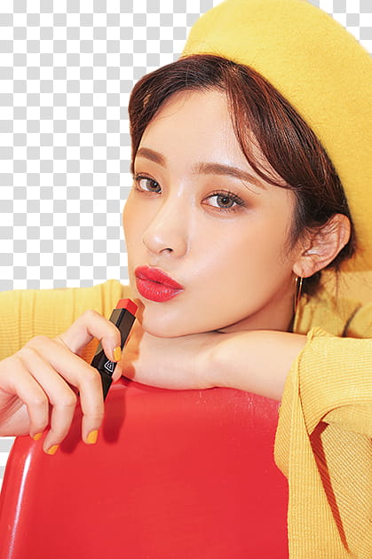 Byun Jungha STYLENANDA, pouting lip woman wearing yellow top transparent background PNG clipart