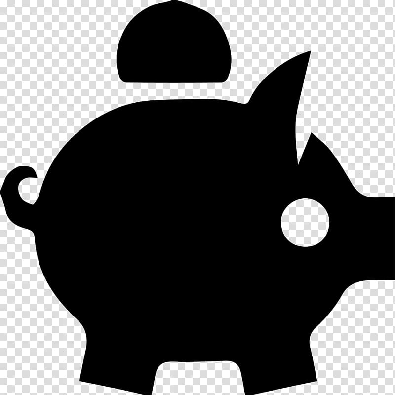 Piggy Bank, Symbol, Saving, User Interface, Safe, Money, Blackandwhite, Silhouette transparent background PNG clipart