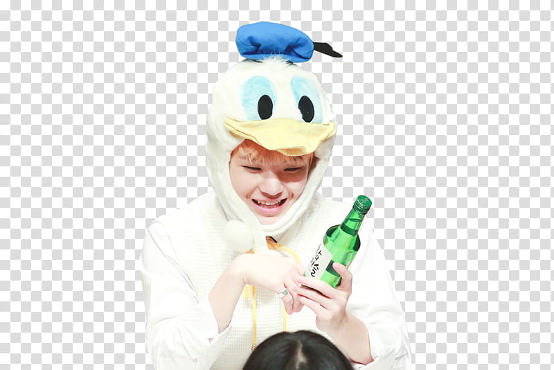 SVT MEGA RENDER , man in Donald Duck jacket holding glass bottle transparent background PNG clipart
