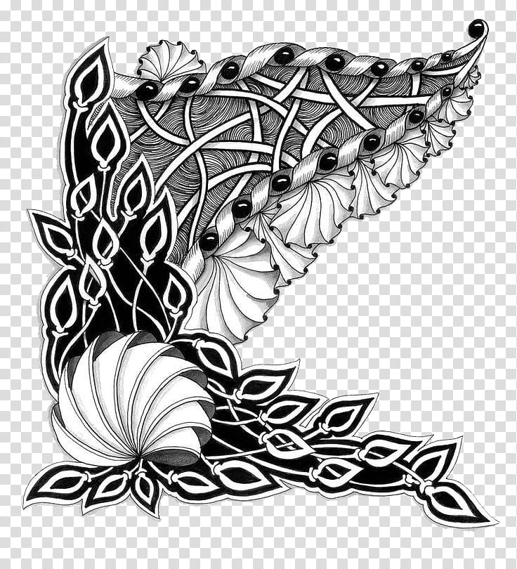 Black And White Flower, Doodle, Zentangle, Drawing, Zentangles, Black And White
, Head, Moths And Butterflies transparent background PNG clipart