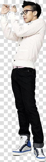 All my GD s, man in white dress shirt, black jeans and blue-and-white high-top sneakers transparent background PNG clipart