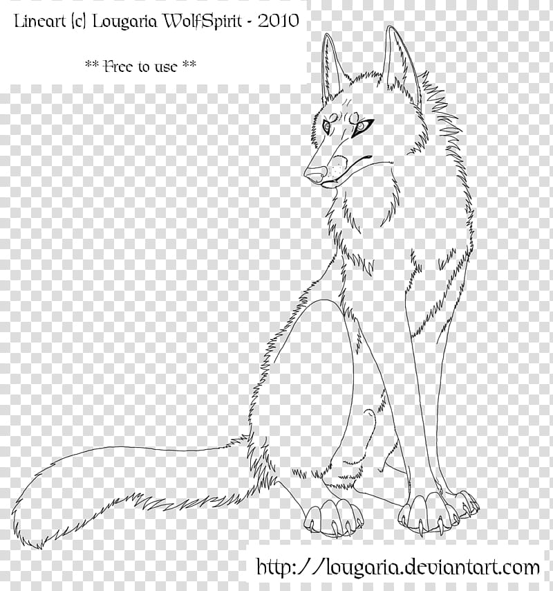 Free lineart male wolf sit, Lincart Lousgaria Wolf Spirit sketch transparent background PNG clipart