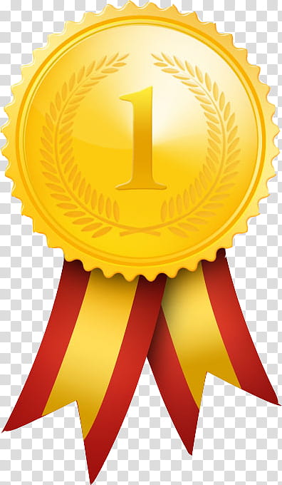 Cartoon Gold Medal, Award, Trophy, Badge, Amscan Ribbon 1st Place Recognition, Prize, 1st Place Gold Medal, Yellow transparent background PNG clipart
