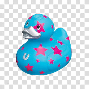 , blue and pink star print rubber ducky illustration transparent background PNG clipart