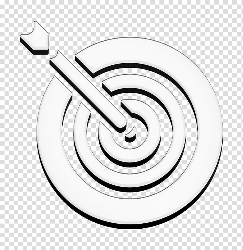 Filled Management Elements icon Target icon, Spiral, Line Art, Blackandwhite, Coloring Book transparent background PNG clipart