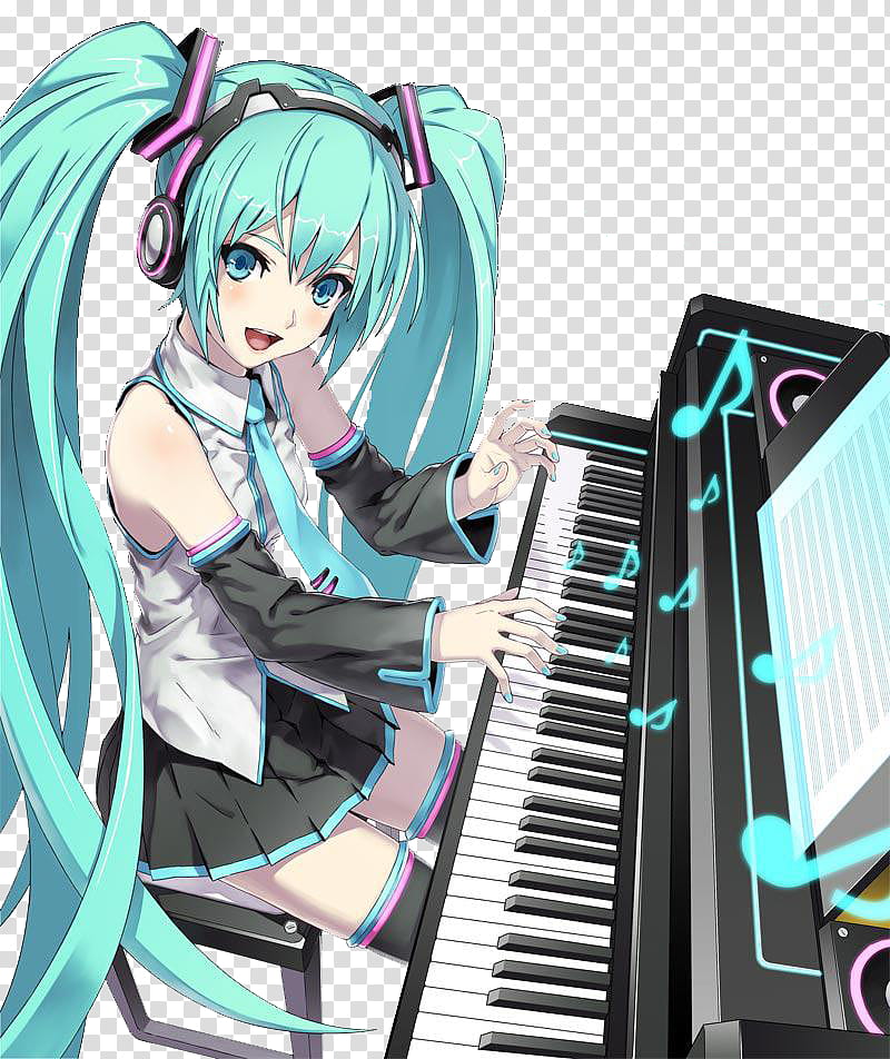 girl playing piano anime illustration transparent background PNG clipart