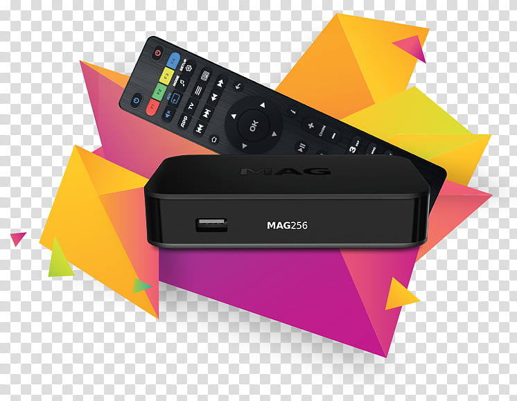 Settop Box Electronics Accessory, Iptv, Overthetop Media Services, Infomir Llc, Mag256 Iptv Settop Box, High Efficiency Video Coding, Television, Remote Controls transparent background PNG clipart