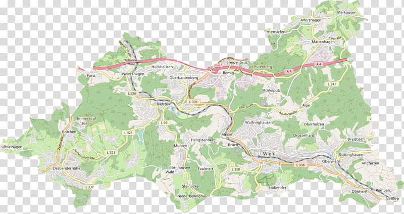Map, Wiehl, Openstreetmap, Inselkarte, Data, North Rhinewestphalia, Germany, Area transparent background PNG clipart