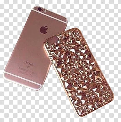 rose gold iPhone s and gold-color case transparent background PNG clipart