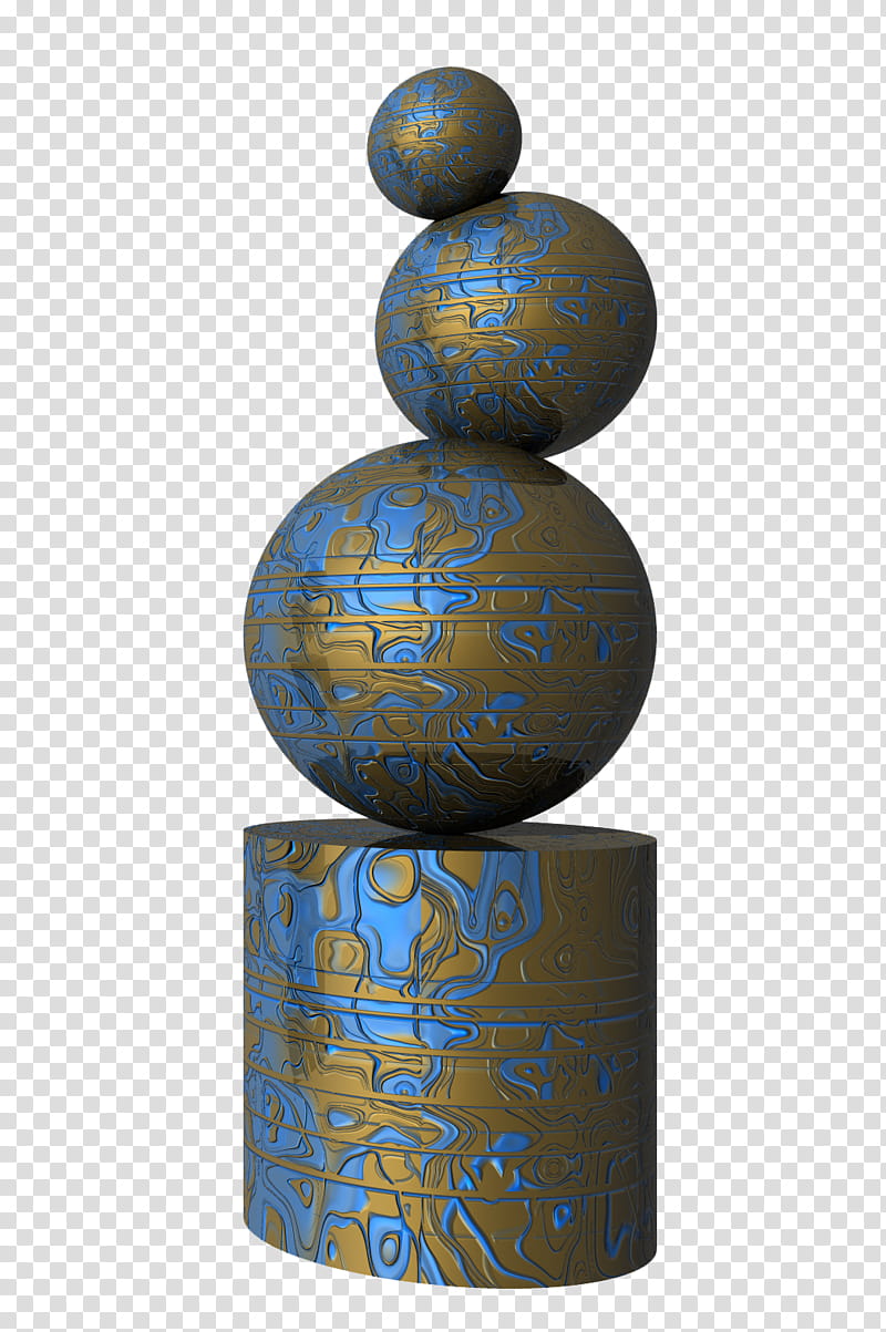 surreal syfi, gold and blue ball stacks sculpture transparent background PNG clipart