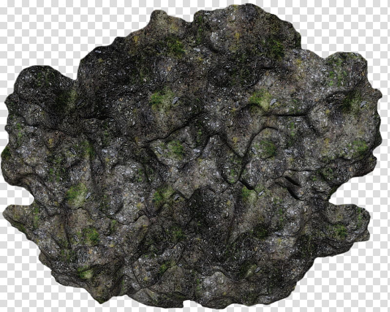 Mossy Cliffs, black and green stone fragment transparent background PNG clipart