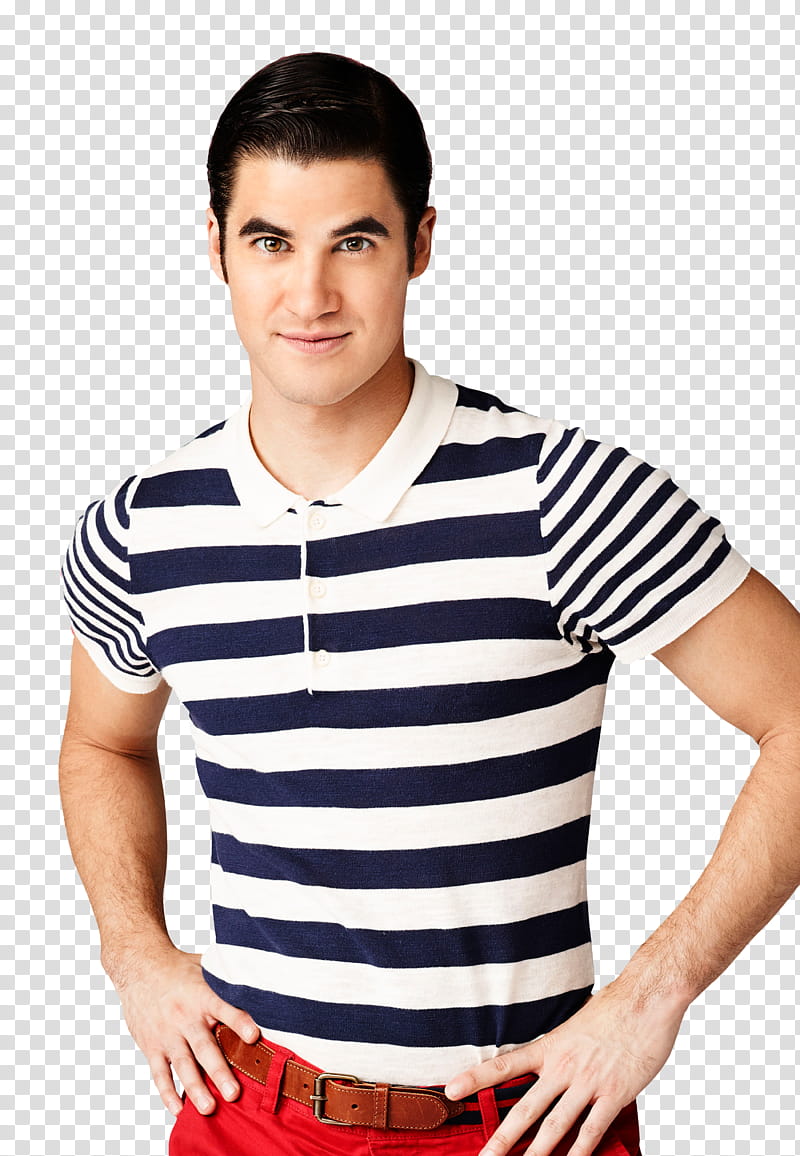 Promocionales  temporada, man wearing blue and white striped crew-neck T-shirt transparent background PNG clipart