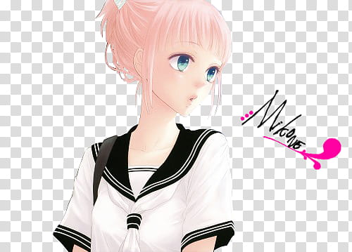 Anime Render , pink haired female anime character transparent background PNG clipart