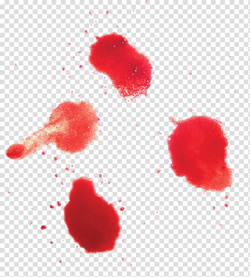 Blood Stains , four red liquid splatters transparent background PNG clipart