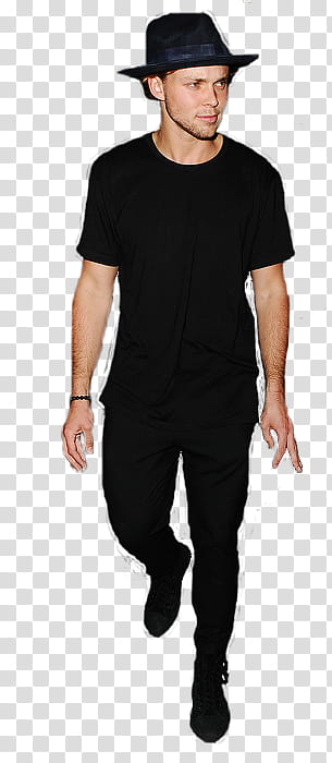 Ashton Irwin, man wearing black crew-neck t-shirt transparent background PNG clipart