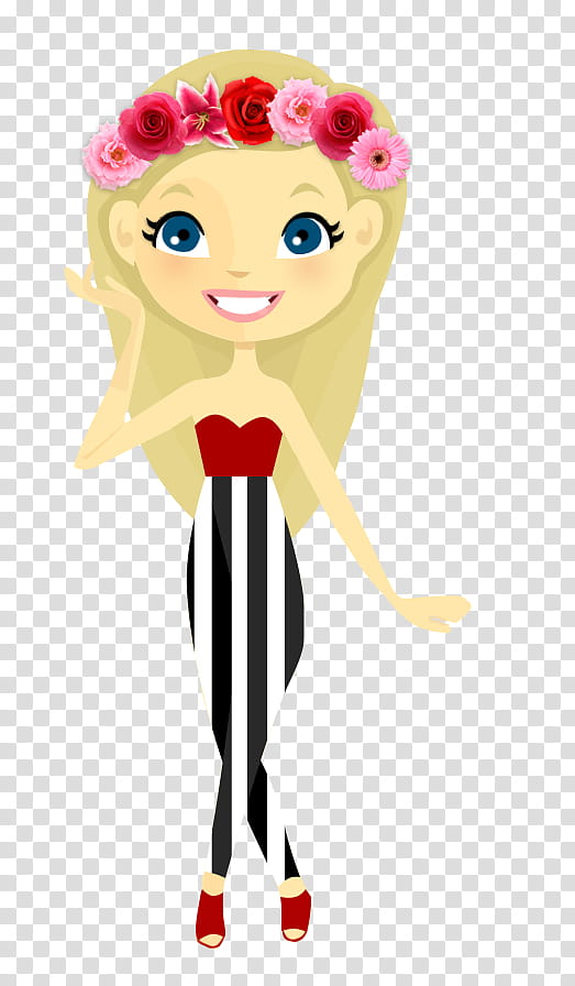 Stripes DOLL psd, animated of girl wearing black and white striped pants transparent background PNG clipart