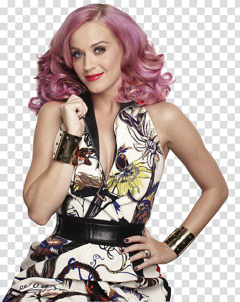 KATY PERRY P, woman wearing white,yellow, and black floral collared midi dress transparent background PNG clipart