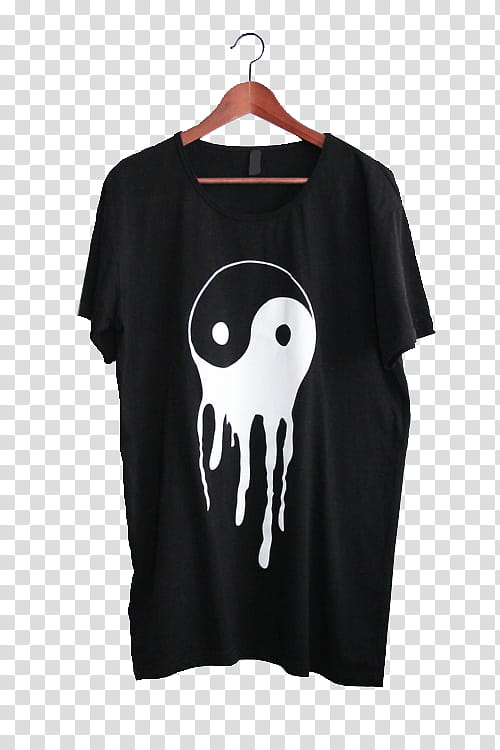regalito por los , black and white Yin & Yang-printed t-shirt transparent background PNG clipart
