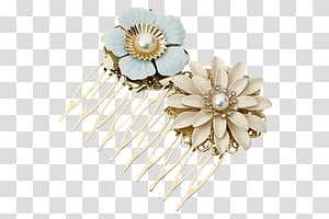 beige flower hair clip