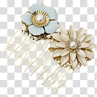 beige and silver flower hair clip transparent background PNG clipart