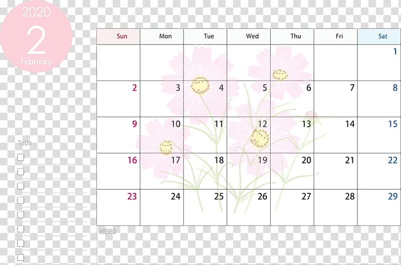 text line pink font pattern, February 2020 Calendar, February 2020 Printable Calendar, Watercolor, Paint, Wet Ink, Number, Square transparent background PNG clipart