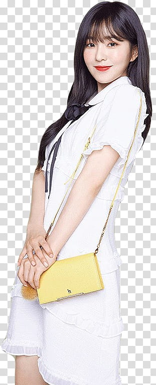 IRENE RED VELVET, smiling Red Velvet Irene with yellow bag transparent background PNG clipart